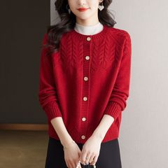 Áo Khoác Len Cardigan Cashmere Dệt Kim Cổ Tròn Dày Dặn Cho Nữ AL122