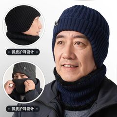 Mũ Len Bịt Tai Lót Lông Kèm Khăn Cổ Mùa Đông Dành Cho Nam Trung Niên AM01 - Hàng Quảng Châu Cao Cấp