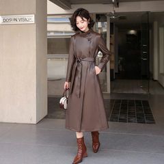 Áo Khoác Da Phong Cách Hàn Quốc Dáng Dài Thời Trang Cho Nữ KD02