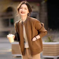 Áo Khoác Len Dệt Kim Thu Đông Có Khóa Kéo Cho Nữ Trung Niên AL126