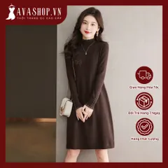 Đầm Len Dệt Kim Đính Nơ Điệu Đà Cho Nữ VL06