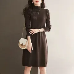 Đầm Len Dệt Kim Đính Nơ Điệu Đà Cho Nữ VL06