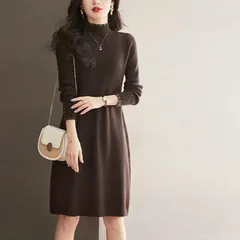 Đầm Len Dệt Kim Đính Nơ Điệu Đà Cho Nữ VL06