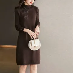 Đầm Len Dệt Kim Đính Nơ Điệu Đà Cho Nữ VL06
