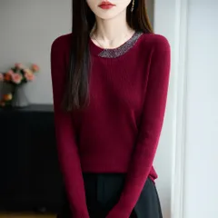 Áo Len Mỏng Dệt Kim Cổ Tròn Mùa Thu Đông Cho Nữ AL124