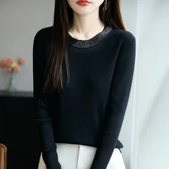 Áo Len Mỏng Dệt Kim Cổ Tròn Mùa Thu Đông Cho Nữ AL124