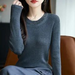 Áo Len Mỏng Dệt Kim Cổ Tròn Mùa Thu Đông Cho Nữ AL124