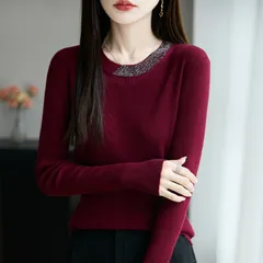Áo Len Mỏng Dệt Kim Cổ Tròn Mùa Thu Đông Cho Nữ AL124