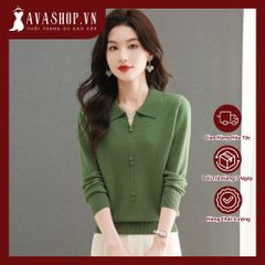 Áo Len Thời Trang Dệt Kim Màu Trơn Cài Ve Mùa Thu Đông Cho Nữ AL123