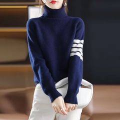 Áo Len Mùa Thu Đông Cổ Lọ Có Sọc Màu Tương Phản AL74
