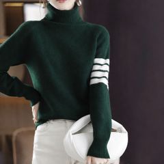 Áo Len Mùa Thu Đông Cổ Lọ Có Sọc Màu Tương Phản AL74