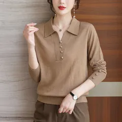 Áo Len Tay Dài Mùa Thu Cổ V cho Nữ SM90