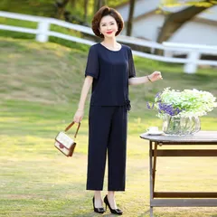 Bộ Đồ Trung Niên Áo Voan Tay Ngắn Cho Mẹ AB88