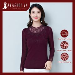 Áo Thun Lưới Phối Ren Dài Tay Cho Nữ SM117