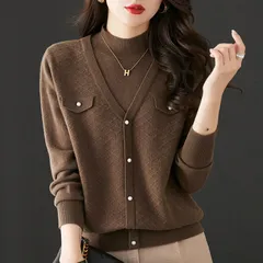 Áo Len Cổ Lọ Nửa Thân Giả Hai Mảnh Cho Nữ Mùa Thu Đông AL106