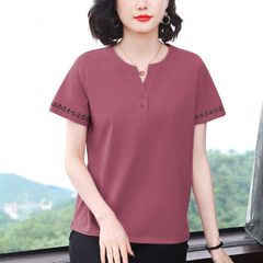 Áo Thun Nữ Tay Ngắn Cổ Chữ V Màu Trơn Mùa Hè SM104
