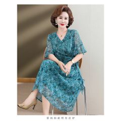 Đầm Voan Trung Niên In Hoa Mùa Hè Cho Mẹ VH106