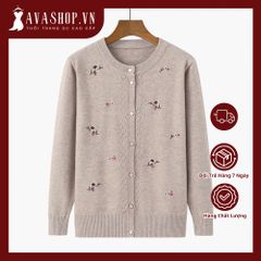 Áo Len Thêu Hoa Trung Niên Cổ Tròn Cho Mẹ AL77