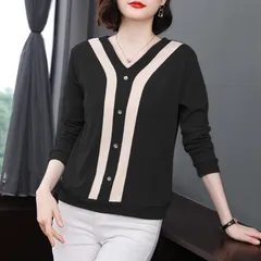 Áo Thun Dài Tay Cotton Màu Tương Phản Dành Cho Nữ Mùa Xuân Thu SM05