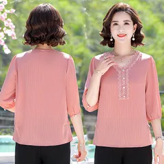 Áo Thun Tay Lỡ Phối Ren Trung Niên Lịch Sự SM76