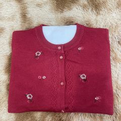 Áo Len Thêu Hoa Trung Niên Cổ Tròn Cho Mẹ AL77