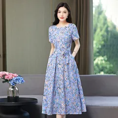 Đầm Cotton Và Lanh Quý Phái Nữ Dài Mùa Hè 2024 VH100
