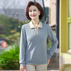 Áo Thun Mùa Xuân Nữ Trung Niên Cổ V SM118