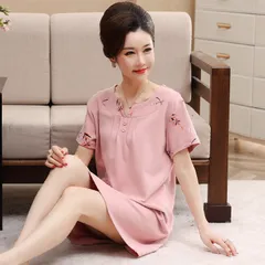 Đầm Ngủ Ngắn Tay Mùa Hè Bằng Cotton Cho Mẹ VH08 - Hàng Quảng Châu Cao Cấp