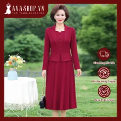Đầm Dài Tay Cổ Vest Nữ Tính Của Mẹ  VH14