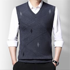 Áo Ghi Lê Len Nam Cổ V Màu Trơn Phong Cách Hàn Quốc AL41