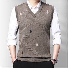 Áo Ghi Lê Len Nam Cổ V Màu Trơn Phong Cách Hàn Quốc AL41