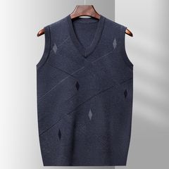Áo Ghi Lê Len Nam Cổ V Màu Trơn Phong Cách Hàn Quốc AL41