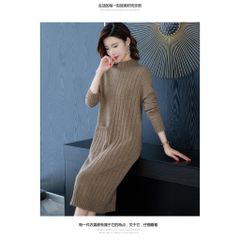 Đầm Len Dệt Kim Cổ Tròn Lịch Sự AL02