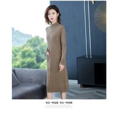 Đầm Len Dệt Kim Cổ Tròn Lịch Sự AL02
