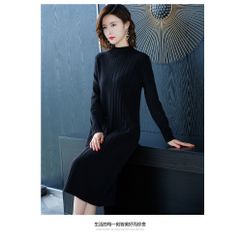 Đầm Len Dệt Kim Cổ Tròn Lịch Sự AL02