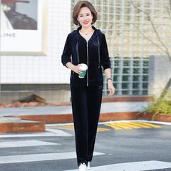 Bộ Quần Áo Nhung Mùa Xuân Thu Giản Dị Cho Mẹ AB28
