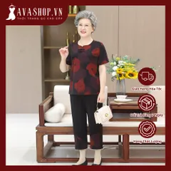 Bộ Đồ Hoa Cho Bà Sang Trọng Lịch Sự AB78