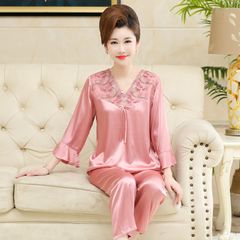 Bộ Đồ Lụa Mặc Nhà Mềm Đẹp Cho Mẹ AB39