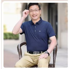 Áo Thun Ngắn Tay Trung Niên Mùa Hè Băng Lụa Hàng Đầu SM58