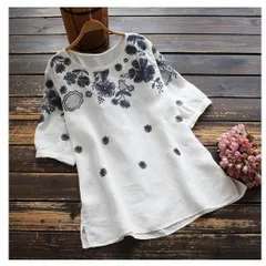 Áo Thun Lanh Cotton Nữ Thêu Hoa Mùa Hè SM25