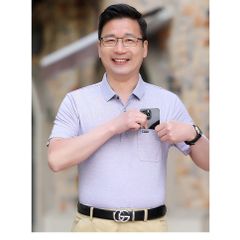 Áo Thun Ngắn Tay Trung Niên Mùa Hè Băng Lụa Hàng Đầu SM58