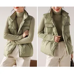 Áo Ghile Phao Rút Eo Cổ Đứng Túi Ngực Phong Cách Hàn Quốc AK06