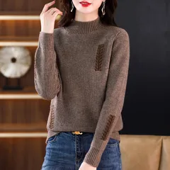 Áo Len Cổ Lọ Nửa Cao Cho Nữ Thời Trang Thu Đông Phong Cách Lười Biếng AL84