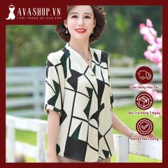 (THANH LÝ) Áo Thun Lụa Trung Niên Họa Tiết Sang Trọng SM70