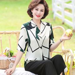 (THANH LÝ) Áo Thun Lụa Trung Niên Họa Tiết Sang Trọng SM70
