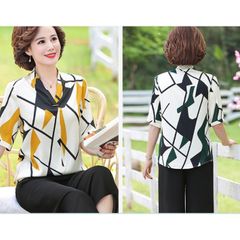 (THANH LÝ) Áo Thun Lụa Trung Niên Họa Tiết Sang Trọng SM70