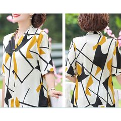 (THANH LÝ) Áo Thun Lụa Trung Niên Họa Tiết Sang Trọng SM70