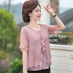 Áo Thun Voan Hoa Trung Niên Mềm Đẹp Cho Mẹ SM46
