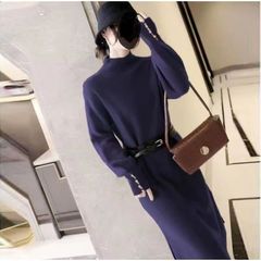 Đầm Len Dáng Dài Màu Trơn Phong Cách Cổ Điển Kèm Đai Lưng AL11