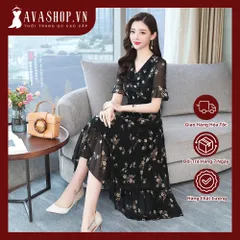 Đầm Voan Hoa Nữ Dáng Xòe Thanh Lịch VH01